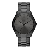 BUREI Modische minimalistische Business-Herren-Armbanduhr, Edelstahl, wasserdicht, Quarzuhr für Herren, Schwarz, Minimalistisch
