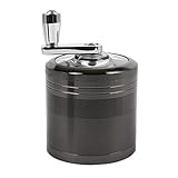 Bäcker & Lecker Grinder Crusher Pollen Kräutermühle mit Handkurbel für getrocknete Kräuter Spice Gewürze Herb aus Zinklegierung 4-teilig Set mit Pollen Scraper Nickel-Schwarz