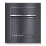 Metzler moderner Unterputz Briefkasten in DB 703 Eisenglimmer | Einbaubriefkasten | personalisierte Gravur | Pulverbeschichteter Stahl | Edelstahl-Namensschild | wetterfest | Größe: 42x49x14,6 cm