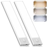 BOOTEEK Unterbauleuchte Küche LED, 2 Stück Schrankbeleuchtung mit Bewegungsmelder 1000mAh USB Wiederaufladbar Schranklicht Magnetisch LED Schrankleuchte für Küche Treppe Kleiderschrank - 20CM