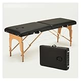 Ayztantine Klappbares Schönheitssalonbett, professionelle tragbare Spa-Massagetische, faltbar mit Tasche, Salonmöbel aus Holz, 185 x 60/185 x 70 cm Massagebett Tragbar(185x60 Black)