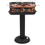 Muntel Holzkohlegrill edelstahl,Säulengrill, BBQ-Grill,inkl 5-fach höhenverstellbarem Grillrost, Lüftungsregler,Aschekasten und Aschekasten, für Camping, Garten, Schwarz