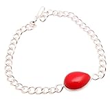 RNGEMS Versilbertes Armband für Damen, Modeschmuck, versilbertes Armband, handgefertigtes Edelsteinarmband, Schmuck für Damen und Mädchen, Charm-Armband, Korallenedelstein-Armband, 8 GMS BR-0328,