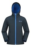 Mountain Warehouse Exodus wasserdichte Windjacke Kinder Softshell - leichte Regenjacke Kinder, atmungsaktive, wasserfeste Jacke, ungefütterte Softshell-Kinderregenjacke Marineblau 7-8 Jahre