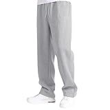 Generisch Jogginghose Herren Baggy Sweatpants Breite Baumwolle Jogging Hose Elastische Taille Weites Bein Sporthose Lang Sweat Pants Men Warme Männer Sweathose Sport Hosen mit Taschen und Kodelzug