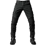 GEBIN Herren Motorradhose, Motorrad Jeans Biker Trousers, Sportliche Motorrad Hose Fahrrad Riding Schutzhose, Mit Protektoren Motorradhose (Black,XL)