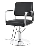 CO-Z Friseurstuhl Schwarz 250kg Friseursessel 360° Drehbar Frisörstuhl Barberstuhl Höhenverstellbarer Barbersessel Hydraulischer Bedienungsstuhl Friseurbedarf Friseureinrichtung