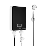 Schwarz Mini Instant Warmwasserbereiter 6000 W, Rostfreier Stahl Unterspüle Tankless Warmwasserbereiter, für Küche, Bad, Dusche 28 * 19 * 6.5cm