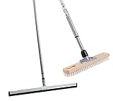 BawiTec Spar-Set Wasserschieber 75cm + Schrubber 40cm mit Teleskopstiel Günstig Wasserabzieher Gummischieber mit Stiel verstellbar Angebot Breiter Schrubber mit Stiel 40cm lang Haushaltsschrubber