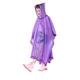Regenponcho für Kinder (Violett)Wasserdichter Regenmantel für Jungen und Mädchen, Wiederverwendbarer EVA-Poncho, Regenmäntel mit Kapuze Regencape mit Knopf und Kapuze, Kleinkind-Regenjacke
