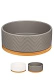 Hundenapf Keramik – hundenapf Keramik groß – 990ml – rutschfest & elegant – rund grau – Flamingo Hundenapf Bianco grau