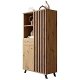 Newroom Highboard Wildeiche Anthrazit Kommode Modern Vintage - 80x156x40 cm (BxHxT) - Schrank Sideboard Anrichte - [Barea.Seven] Wohnzimmer Schlafzimmer Flur Esszimmer