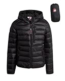 CANADA WEATHER GEAR Damen Puffer Jacke - Gesteppter Fleece Gefütterter Wintermantel - Bubble Jacket für Frauen (Größe: S-XL), Schwarz glänzend, Small