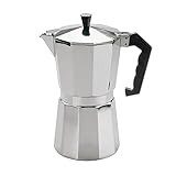 cilio Espressokocher Classico für 9 Tassen | Höhe: 23,5 cm | Ø: 10,5 cm | Aluminium-Gehäuse | Silber | Espresso Kocher mit Planboden | für Reisen oder Camping | Camping Kaffeekocher, Edelstahl