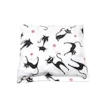 Kirschkernkissen mit waschbarem Baumwollbezug – Wärmekissen 400g (19x18cm) – Weiß mit Katzen – 100% natürliche Wärme- & Kältetherapie