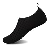 Teemie Badeschuhe Herren Damen Wasserschuhe Unisex Schwimmschuhe Strandschuhe Schnell Trocknend Aquaschuhe Breathable Surfschuhe für Pool Beach Schwarz 44/45
