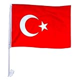 MURAGO - 4 Stück Türkei Autofensterfahne - Türkiye Fahne Türkische Autofahne Bayrak Fahnen für Auto Deko Flagge Fanartikel