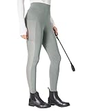 FitsT4 Sports Damen Reithose Mädchen Reitleggings mit Rutschfesten Silikonknien und Seitentaschen, Atmungsaktiv und Elastisch Für Reitschule und Radfahren im Frühling Sommer