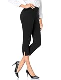 Tapata Damen Hose Sommer für Frauen 3/4 Capris Hosen Freizeit Leichte Sommerhose Crop Büro Bürohose, Schwarz, L