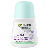 Garnier Roll-On Deo für Frauen, Deodorant mit frischem Duft und bis zu 48 Stunden Schutz vor Achselnässe und Körpergeruch, Mineral Protection 6in1 Anti-Transpirant, 1 x 50 ml