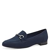 MARCO TOZZI Damen Loafer ohne Absatz Vegan mit Schnalle, Blau (Navy), 40 EU