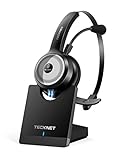 TECKNET Bluetooth Headset mit Mikrofon, USB PC Bluetooth Headset mit AI Rauschunterdrückung, kabelloses Headset mit Ladestation für Call Center, Computer, Handy, Kristallklar Chat, Super Leicht