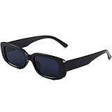 Taomeng Retro-Sonnenbrille mit kleinem Rahmen, für Damen und Herren, trendig, rechteckig, Sonnenbrille, Kreuzrand, All-Match-Sonnenbrille, Schwarz