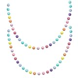 Pompom Girlande 2 Stück Bunte Pompom Filzkugeln Girlanden Filzkette Pastell mit 60 Stück Pompoms für Deko Geburtstagsfeier