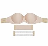 AioTio Frauen Sexy Non-Trace Komfort Unterstützung trägerlosen BH(D,Beige)