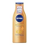 NIVEA Body Lotion Straffend + Bräunend Q10, Pflege für eine sanfte Bräune mit frischem Sommerduft, Hautpflege für straffere Haut in nur 10 Tagen (200 ml)