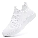 LANGFEUU Damen Turnschuhe Sneaker Schuhe Damen Sportschuhe Laufschuhe Tennisschuhe Outdoor Running Damen Walkingschuhe Straßenlaufschuhe rutschfest Atmungsaktiv Leichtgewichts Weiß, 39 EU