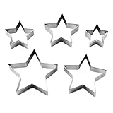 Ausstechform – Sternförmige Gebäckformen, 5 Stück Metallausstecher, Lebensmittelqualität Stahlzusammensetzung, präzise Kantenfunktion, Backzubehör-Set, perfekt für Urlaub süße Snacks