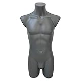 fella4stores Basic Modepuppe 44/46, Herrentorso lang mit Beinansatz, Mannequin & Ausstellungsfigur aus PE Kunststoff, vollgeformt & bruchsicher für Textilpräsentation Indoor/Outdoor, Grau