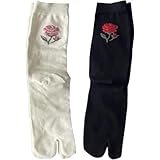 2 Paar Bunte Damen-Zehentrenner Rosenmuster, Tabi-socken Aus Baumwolle, Lässige Socken Für Alltag Und Sport