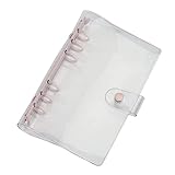 PuLaif Notizbuch, A6, transparent, PVC, 6 Ringe, Budget-Notizbuchhülle, Schutz, 19 mm (rosa klar)