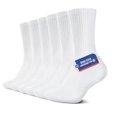 YouShow 6 Paar Weiß Tennissocken Herren Damen Classic Sportsocken Cushioned Crew Socken 39-42