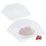 com-four® 2X Speisehauben, Faltbare Fliegenhaube 44 cm - Abdeckhaube für Lebensmittel - Fliegen-Schutz, Fliegenschirm für Lebensmittel, Essen, Obst, BBQ, Picknick, Kuchenabdeckung (02 Stück - weiß)