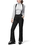 33,000ft Damen Skihose Hosenträgerhose Outdoorhose Wasserdicht Winddichte Softshellhose Warme Gefütterte Schneehose Snowboardhose Skilanglaufhose Thermohose Wanderhose Ski Pant, Schwarz M/Short Length