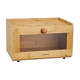 Klausberg Brotkasten aus Holz, Bambus mit Acrylfenster, umweltfreundlich, leicht, mit rundem Griff (Kleine)
