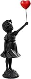 CHEYLIZI Statue Fliegende Ballon Mädchen Figur, Home Decor Moderne Kunst Skulptur, Harz Figur Handwerk Ornament schwarz.