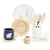 Le Toy Van - TV309 - Lernspiel-Geschirrset für Kinder ab 2 Jahren, aus FSC-zertifiziertem Holz, ökologisches Spielzeug, Montessori, 10-teilig, Ess-Set, plastikfrei, für Jungen und Mädchen