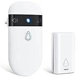 Gobikey Funkklingel, Funk klingel Set Aussen Wasserdicht IP55, 400m Reichweite Klingel Haustür mit 1 Plug-In-Empfänger und 1 Sender, Türklingel Funk Set 52 Melodien & 5-Stufigen Lautstärke