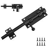 Schwarzer Türriegel aus Edelstahl – Riegelschloss – Schieberiegel – Türriegel innen – Edelstahl – Schieberiegel – 200 mm lang – Gartentor-Schloss – Geeignet für Türen, Fenster, Zäune