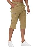 LVCBL Herren 3/4 Radhose Quick Dry Outdoor Wanderhose Sommer Bermuda Shorts Khaki M