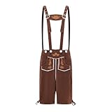 Lange schwarze Bayerische Lederhose Bundhose Bundhose für deutsches Oktoberfest, braun, 3XL