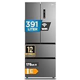 Midea French Door Kühl-Gefrierkombination/391 Liter NoFrost/Smart WiFi, Inverter & VarioBox/Energiesparend& Extrem Leise/Für Große Familien MERF402FIE02