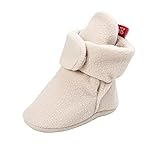 TMEOG Unisex-Baby Neugeborenes Fleece Booties Bio Baumwoll-Futter und rutschfeste Greifer Winterschuhe (C_Beige, 0_Months)