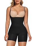 SHAPERX Shapewear Damen Body Figurformende Bodywäsche Miederbody Stark Formend Shaping Bodysuit, UK-SZ5258-2-Black-L/XL