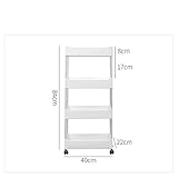 Rollwagen, Aufbewahrungswagen, 4 Ebenen, schmal, mobiles Regal, Rollwagen mit Griff, für Küche, Badezimmer, Waschküche, geeignet für Bibliothek, Büro, Klassenzimmer, Familie