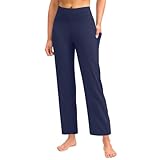 Damen-Trainingsanzug, Yogahose mit Taschen, Übergröße, leger, gerades Bein, Yoga-Leggings, bequeme kurze Hose mit Tasche, Bein-Yogahose für Damen, navy, 3XL
